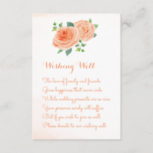 Peach Rose Wedding Wishing Well Cards