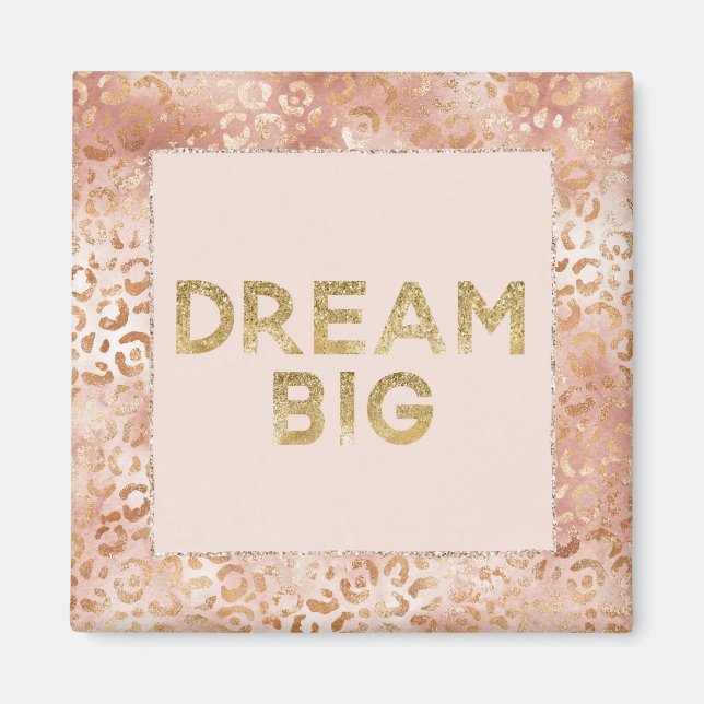 Peach Rose White Leopard Print Gold Dream    Magnet (Front)