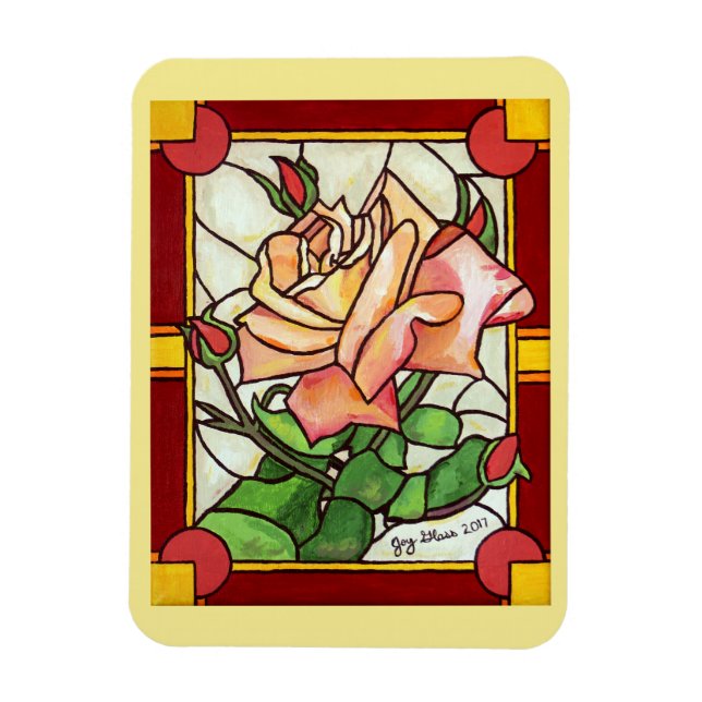 Peach Rose Window - Magnet (Vertical)