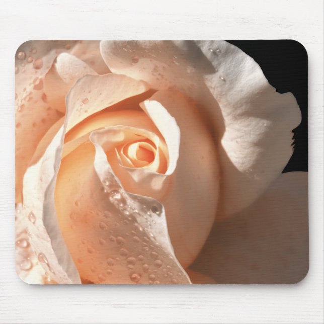 Peach Rose With Dew Mouse Mat (Front)