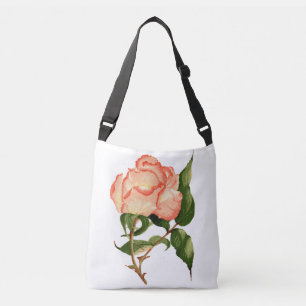 Peach rose with leaves botanical watercolor Tote