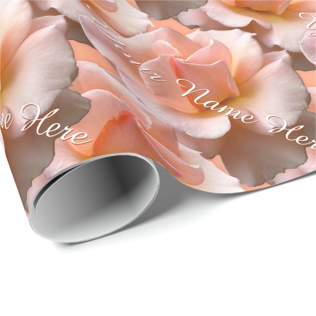 Peach Rose Wrapping Paper Personalised Rose Paper (Roll Corner)