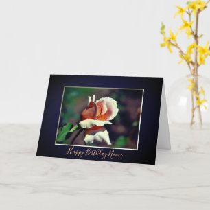 Peach Rosebud Floral Personalised Birthday  Card