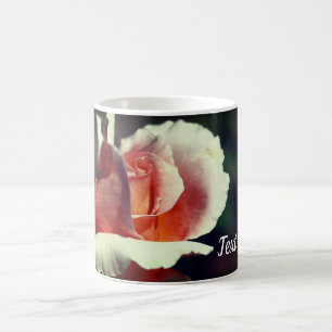 Peach Rosebud Flower Personalised Coffee Mug