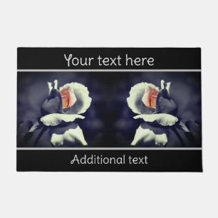 Peach Rosebud Partial Colour Flower Personalised Doormat