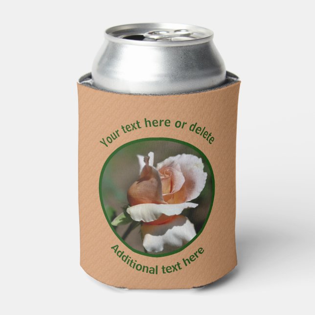 Peach Rosebud Personalised Can Cooler (Can Front)