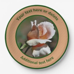 Peach Rosebud Personalised Party Paper Plate