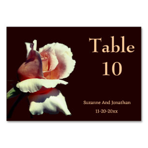 Peach Rosebud Personalized Wedding  Table Number