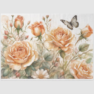 Peach Roses 18b Decoupage Tissue Paper