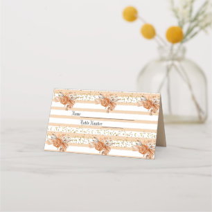 Peach Roses and Stripes Name Card