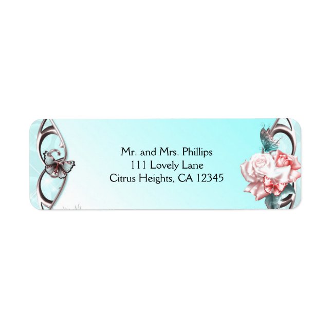 Peach Roses & Butterflies Birthday Party Sparkle (Front)