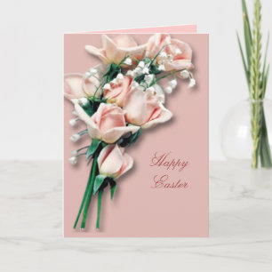 Peach Roses Easter Card