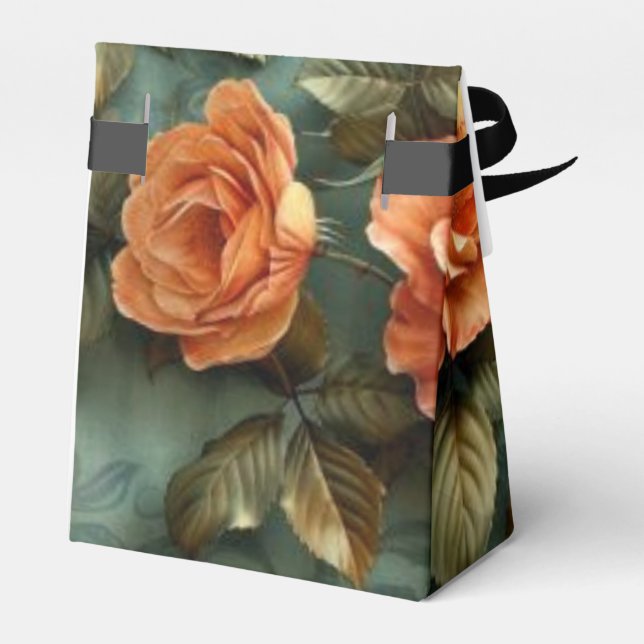 Peach Roses Favour Box (Back Side)