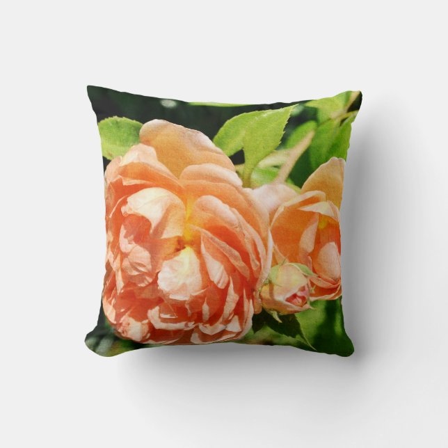Peach Roses in the Garden Cushion (Front)