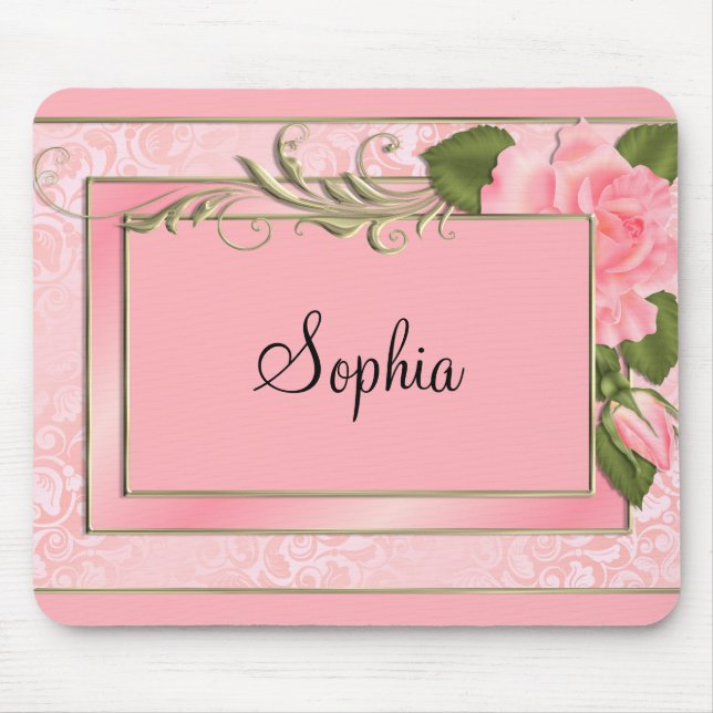 Peach Roses Mouse Mat (Front)