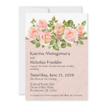 Peach Roses on White with Gold Wedding