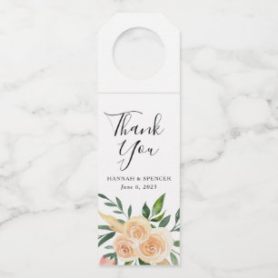 Peach Roses   Personalized Wedding Bottle Tag