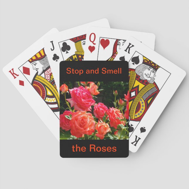Peach Roses - stop and smell the roses Playing Cards (Back)