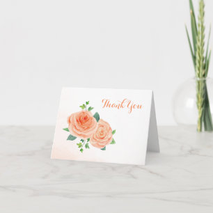 Peach Roses Thank You Card