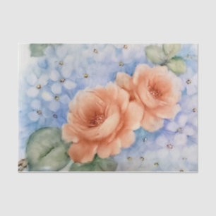 Peach Roses Watercolor Tissue Paper