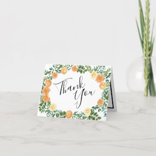 Peach Roses Wedding Floral Spring Thank You Card
