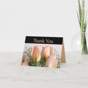 Peach Roses Wedding Thank You Card