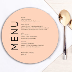 Peach Round Menu Card
