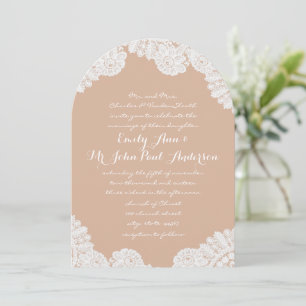 Peach Rustic Country Heirloom Lace Wedding Invitation