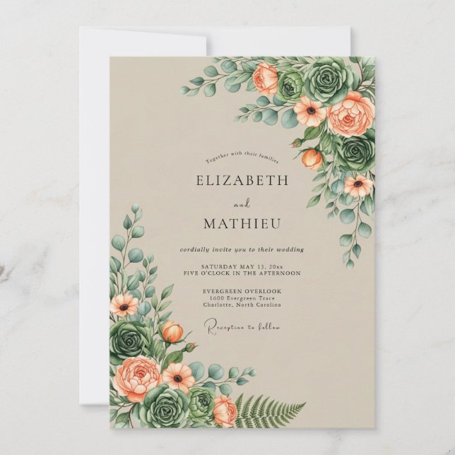 Peach Rustic Desert Wedding Invitation (Front)