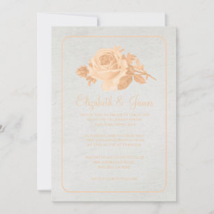 Peach Rustic Floral/Flower Wedding Invitations
