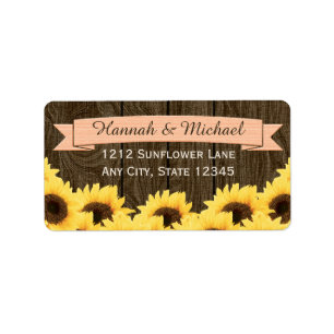 PEACH RUSTIC SUNFLOWER RETURN ADDRESS LABEL