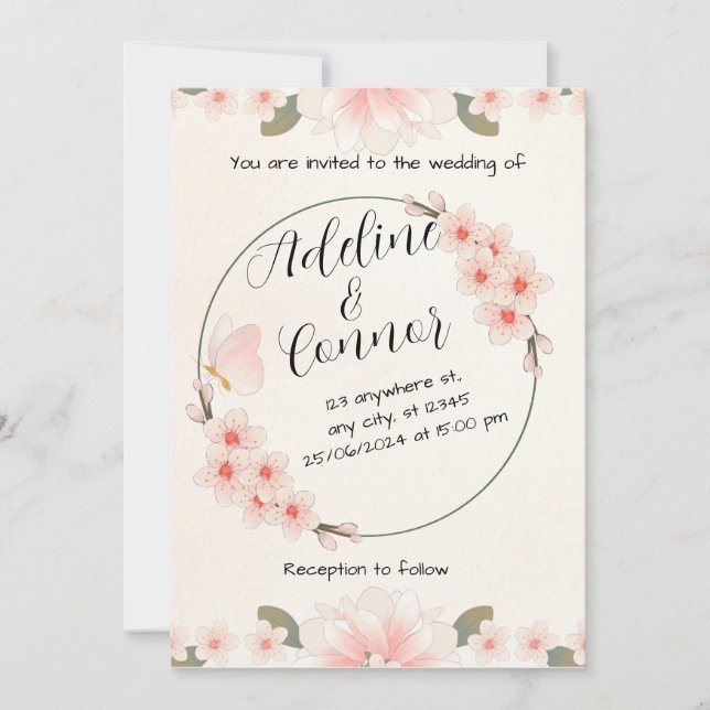 Peach Rustic Wedding Invitations (Front)