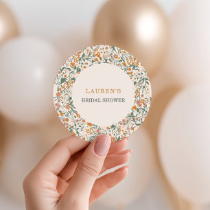 Peach Sage Bridal Party Classic Round Sticker