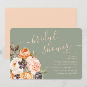 Peach Sage Floral Bridal Shower Invitation