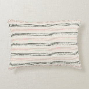 Peach Sage Green Minimalist Stripe Boho  Decorative Cushion