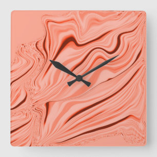 Peach, salmon coral and pink mix curves square wall clock