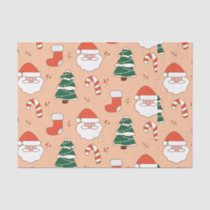 Peach Santa and Candy Cane Tissue Paper