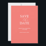 Peach Save The Date Invitation<br><div class="desc">Announce your engagement with this minimal save the date card. It features a mix of classic and script typography in white over a solid peach background. Use the template fields to personalise with your name and wedding date. Even customise the colours to suit your desired wedding theme. Choose from a...</div>