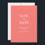 Peach Save The Date Invitation<br><div class="desc">Announce your engagement with this minimal save the date card. It features a mix of classic and script typography in white over a solid peach background. Use the template fields to personalise with your name and wedding date. Even customise the colours to suit your desired wedding theme. Choose from a...</div>