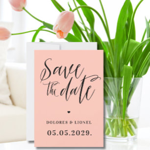 Peach Script Minimalist Save the date Invitation