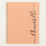 Peach script typography Name Planner<br><div class="desc">Modern peach personalised planner.  Use the personalise option to add your own name or text in between the two squares (if you would like to keep the swirls at either end).  Please contact me directly if you require further help with customisation.</div>