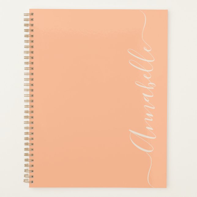 Peach script typography Name Planner (Front)