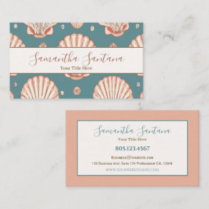 Peach Sea Shells Pattern Business Card