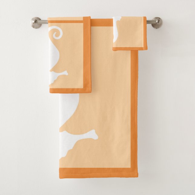 Peach Seahorse Bath Towel Set (Insitu)
