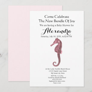 Peach Seahorse Pink Girl Floral Baby Shower
