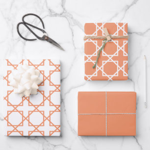 Peach Seamless Geometric Pattern Wrapping Paper Sheet