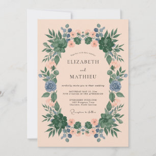 Peach Serene Botanical Wedding Invitation