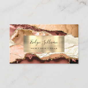 Peach Shades and Gold Agate Business Card