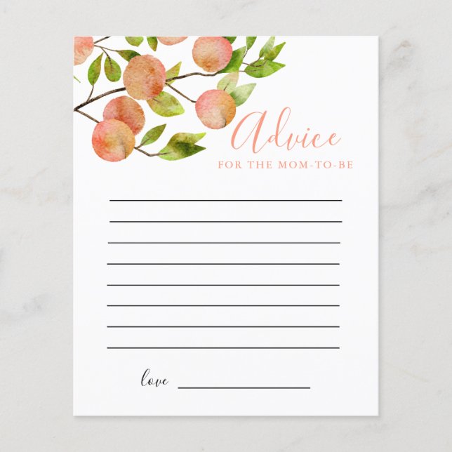 Peach Shower Advice for the Mum to Be Card (Front)