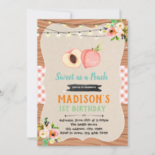 Peach shower birthday party invitation